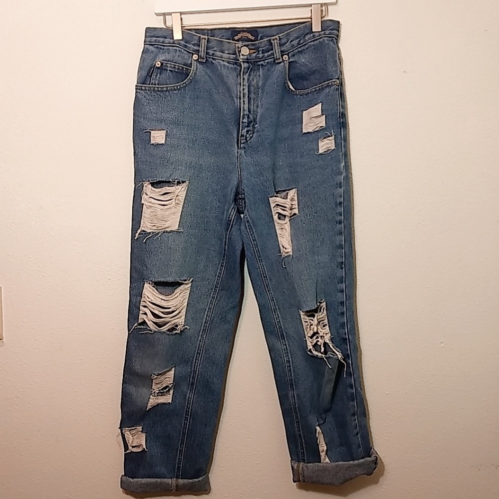 Vintage Capezio Super Distreseed Baggy Mom Denim Jeans Size 10